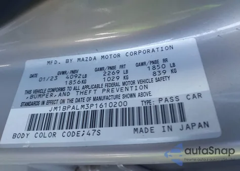 2023 Mazda Mazda3 2.5 S Preferred from USA, damaged, VIN JM1BPALM3P1610200